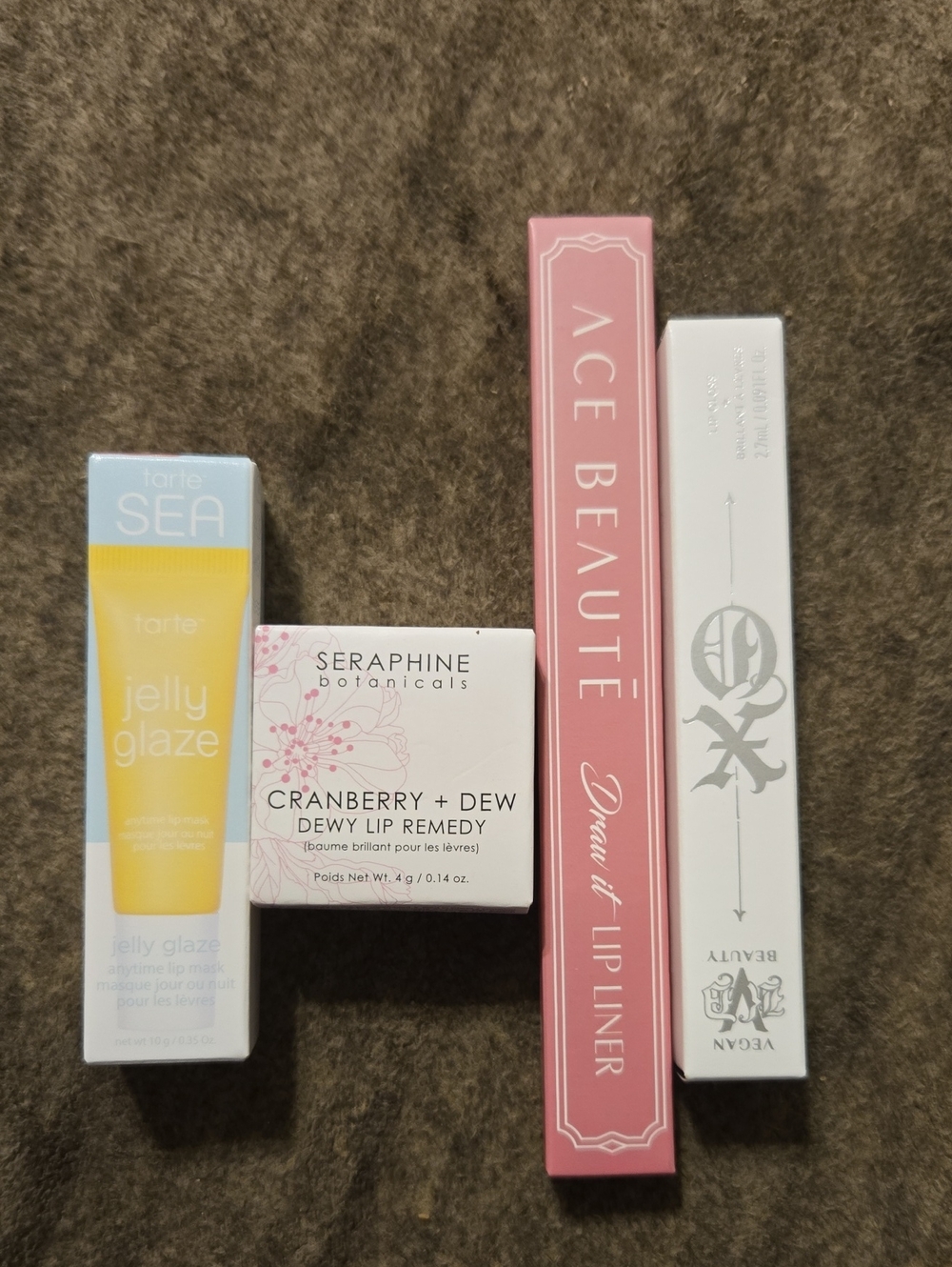 4 Pcs Of Lip Products Including Seraphine, Ace Beaute, Tarte And KVDVegan Beauty